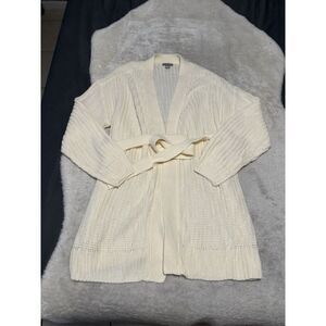 Falls Creek‎ Womens Ivory Knit Cardigan Plus Size 2X 3X Belt Sweater